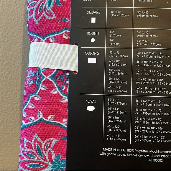 Cynthia Rowley Tablecloth 60”x120”spring Summer Pink Blue - Picture 2 of 3